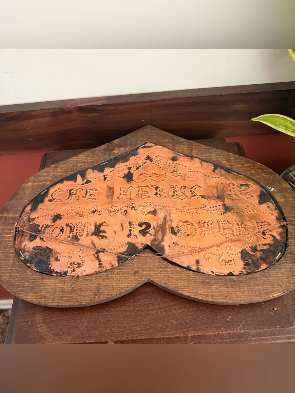 Vintage Copper Heart Wall Art “Home Is Where the Heart Is” Rustic Wood Decor